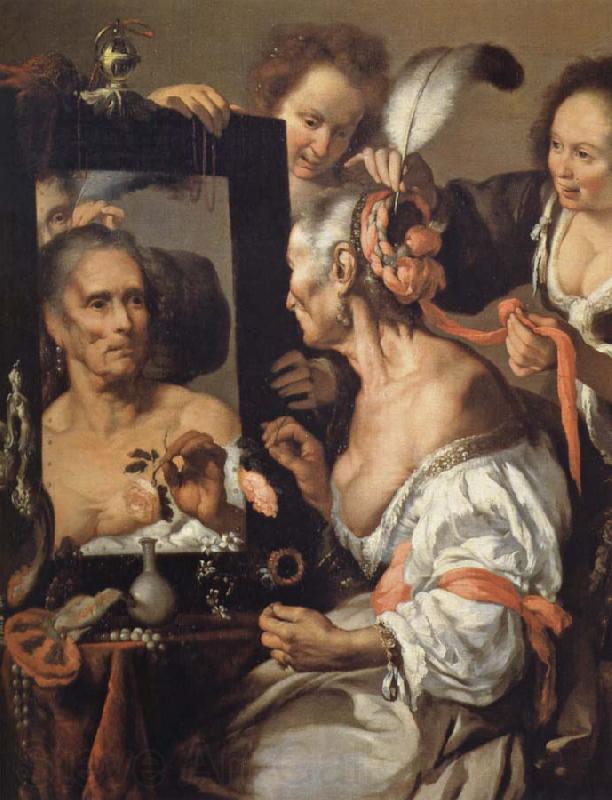 Bernardo Strozzi Woman at the mirror Norge oil painting art